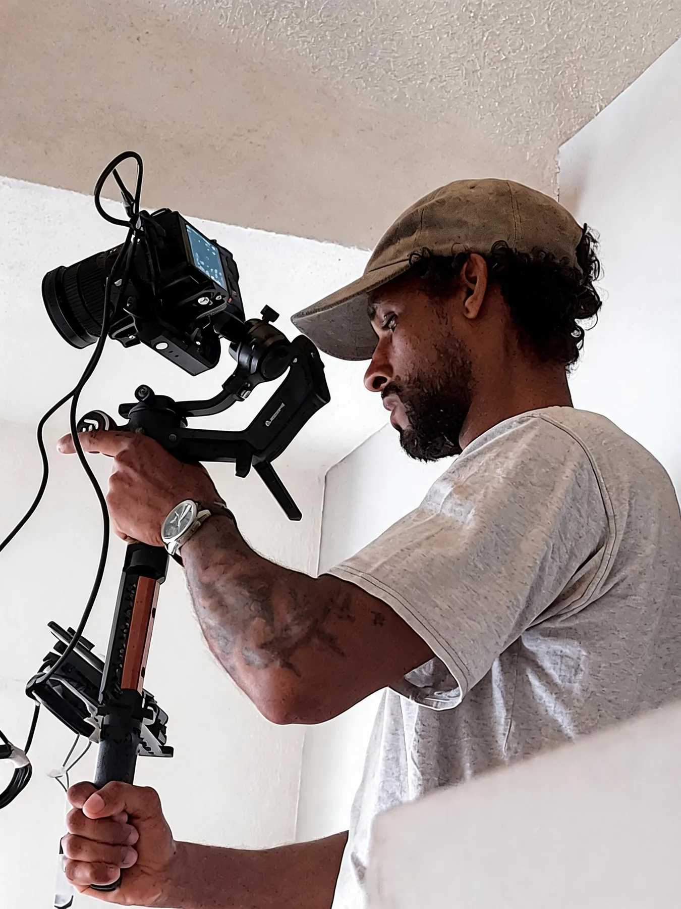 Daniel operating a cinema camera